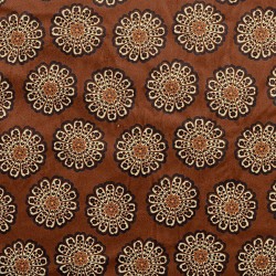 Tissu Suédine marron fleurs mandala double face fourrure noisette | Tissus Loup