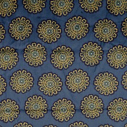 Tissu Suédine bleu fleurs mandala double face fourrure noisette | Tissus Loup