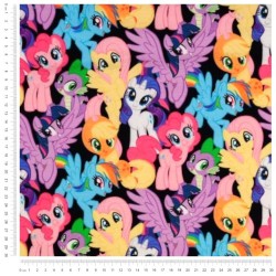 Tissu Jersey coton My Little Pony Fond Noir Mon Petit Poney | Tissus Loup