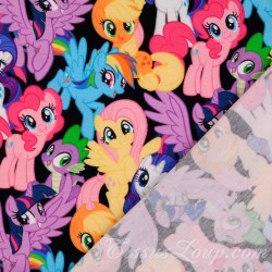 Tissu Jersey coton My Little Pony Fond Noir Mon Petit Poney | Tissus Loup
