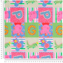 Tissu Jersey coton Peppa Pig en patchwork | Tissus Loup