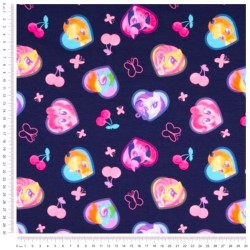 Tissu Jersey coton My Little Pony Fond bleu Marine Mon Petit Poney | Tissus Loup