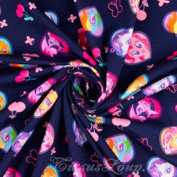 Tissu Jersey coton My Little Pony Fond bleu Marine Mon Petit Poney | Tissus Loup
