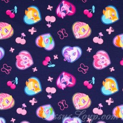 Tissu Jersey coton My Little Pony Fond bleu Marine Mon Petit Poney | Tissus Loup