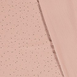 Tissu Double Gaze de Coton pois doré fond rose ballerine | Tissus Loup