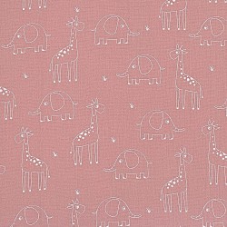 Tissu Double Gaze de Coton Gaze Girafes et Éléphants | Tissus Loup