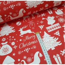 Tissu Noël Coton Merry Christmas | Tissus Loup