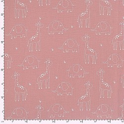 Tissu Double Gaze de Coton Gaze Girafes et Éléphants | Tissus Loup