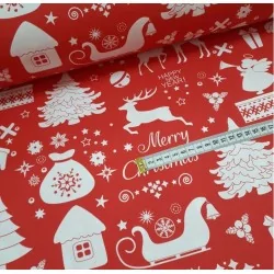 Tissu Noël Coton Merry Christmas | Tissus Loup