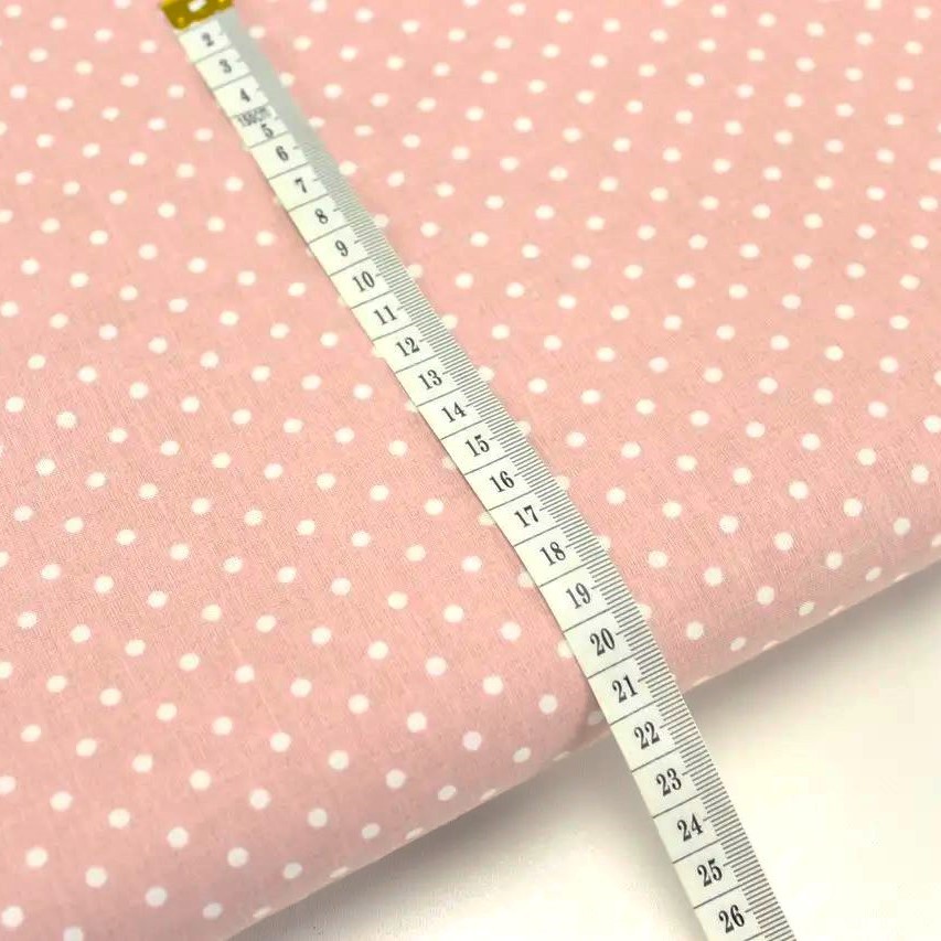 Tissu Pois Blanc 4mm Fond Rose Poudré — 2