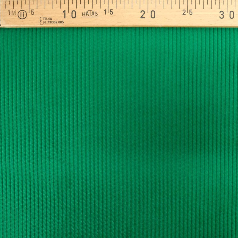 Tissu Velours Côtelé Vert Basilic Grosses Côtes 5 mm — 2