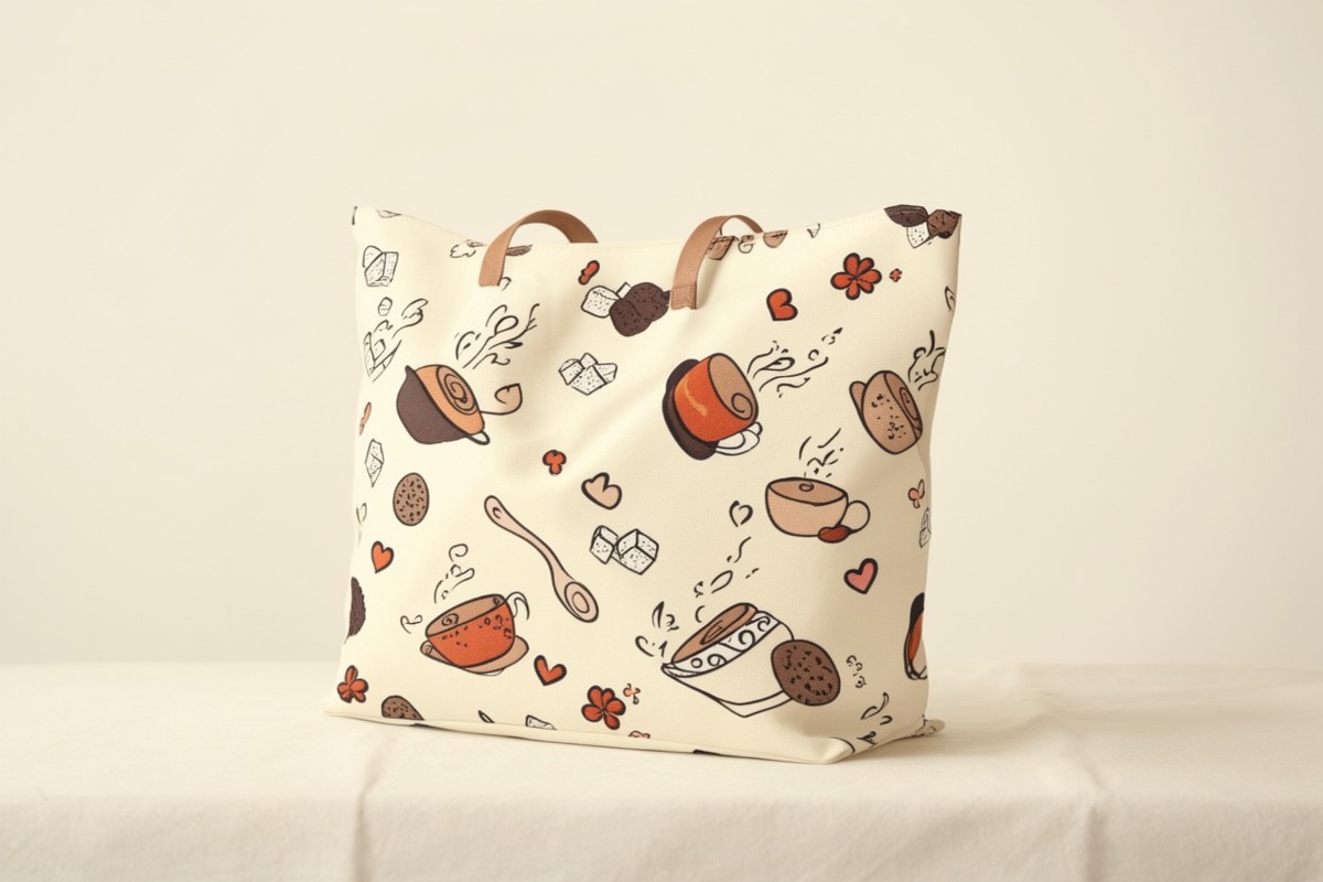 Sacs en toile motif café et biscuits Sacs en toile motif café et biscuits
