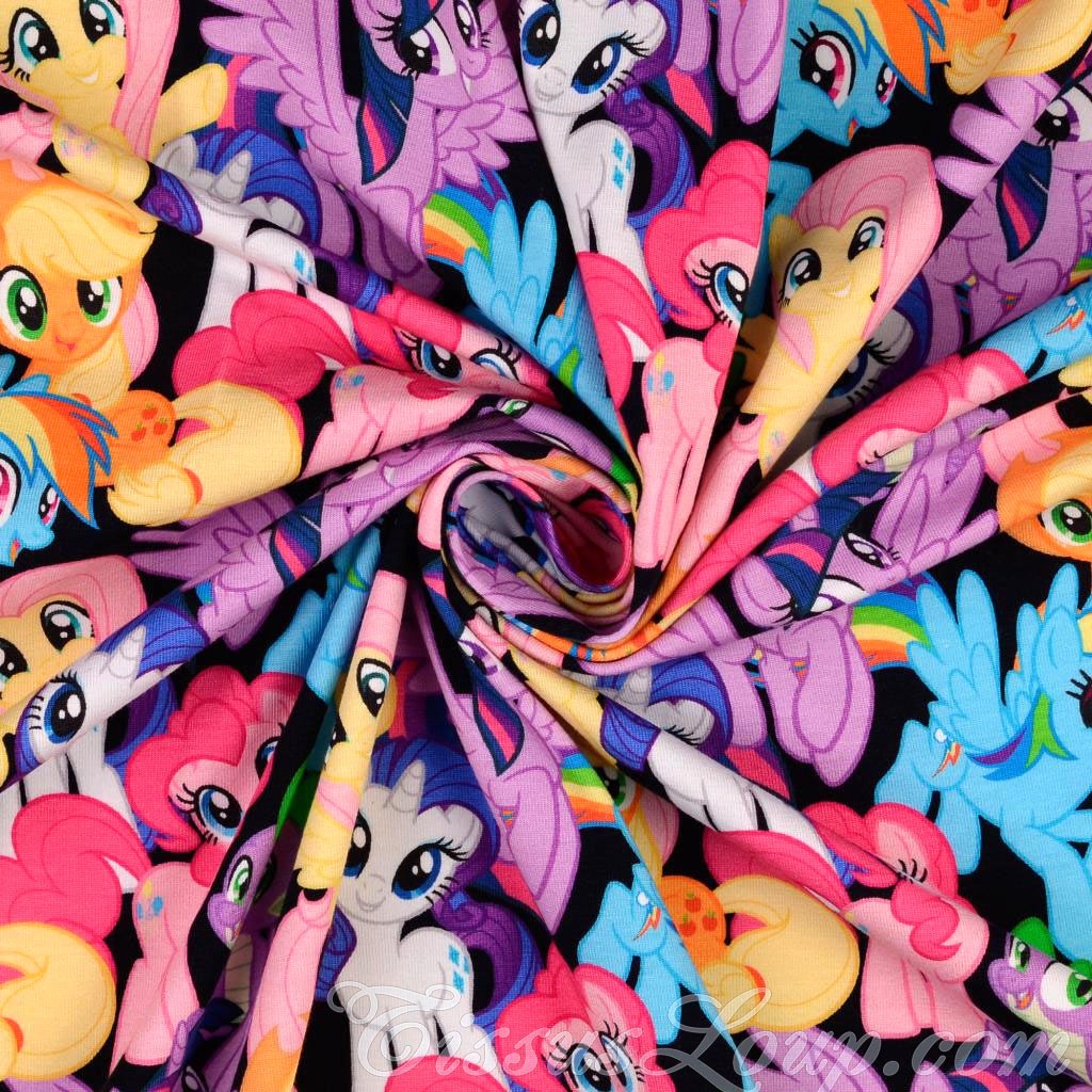 Tissu Jersey My Little Pony Fond Noir Mon Petit Poney — 3